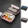 thumbnail image 1 of Stainless Steel Lunch Box 1500ML | Five-Compartment Bento Food Container | 304 Steel & PET | Insulated Leakproof Design | Hot Water/Soup | Lightweight Portable | Blue or Pink | 28.5x22x7cm, 1 of 6