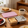 thumbnail image 1 of Stainless Steel Lunch Box 2 Compartment, 8 Inch 304 Food Grade Metal, Silicone Lid Airtight Leak Proof, Stackable Reusable Toddler Bento, Dishwasher Safe School Work Picnic, 1 of 6