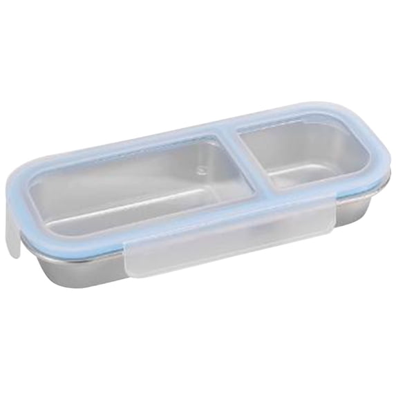 Stainless Steel Lunch Box, 2 Compartment Leakproof Bento Box, 10.2"×4.3" Food Grade Food Storage Containers, Sealed Food Storage Container, Portable Snack Container, Meal Storage Carrier