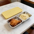thumbnail image 1 of Stainless Steel Lunch Box, 2 Compartment Stainless Steel Snack Containers, 450ml Metal Bento Box with Lid, Divided Meal Prep Container with Silicone Sealing Cover, Portable Reusable Snackle Box, 1 of 4