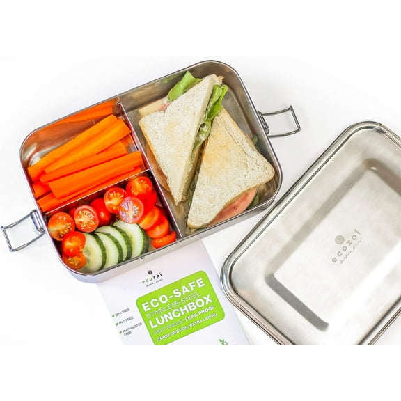 Stainless Steel Lunch Box, 3 Compartment Leak Proof, 50 Oz