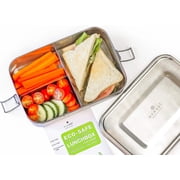 Ecozoi Stainless Steel Lunch Box, 3 Compartment, Leak Proof, 50 oz, Medium, Rectangular, Silver