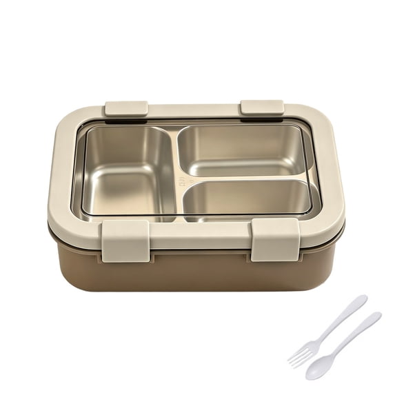 Stainless Steel Lunch Box with 3 Compartments and Leakproof Lids Metal ...