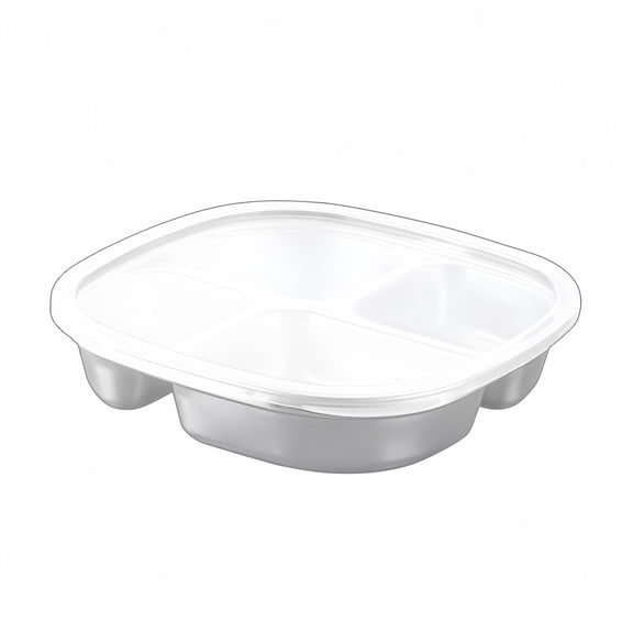 Stainless Steel Lunch Box 4 Compartment Divided Plate Lunch Container With Lids