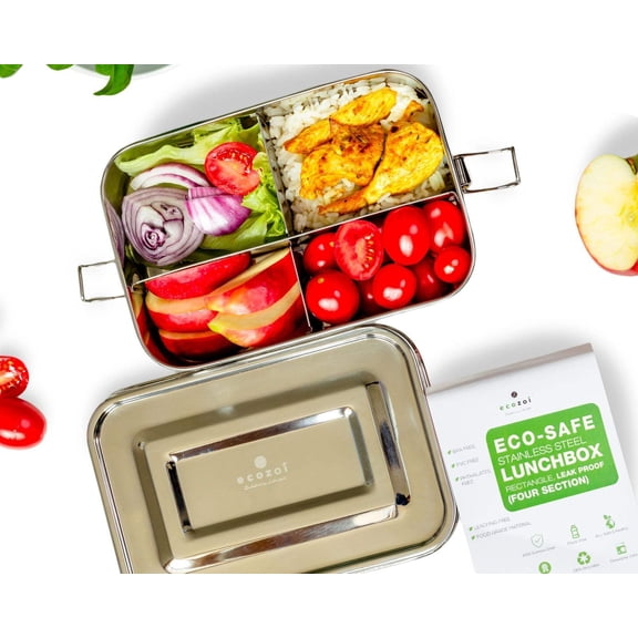 Stainless Steel Lunch Box, 4 Compartment Leak Proof, 50 Oz