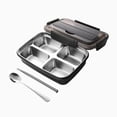 thumbnail image 1 of Stainless Steel Lunch Box, Divided Compartment Design, Portable Sealed Food Container for Office & School, Includes Spoon & Chopsticks, 1 of 5