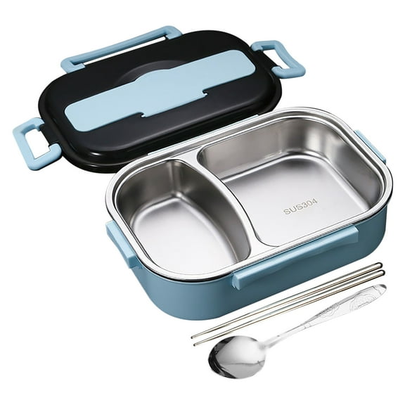 Stainless Steel Lunch Box, Lunch Box, Compartment Lunch Box Thickened Insulation Heating Fast Food Box Students Work Travellers Lunch Box, Lunch Box Containers(Blue, 9x6.7x2.8in)