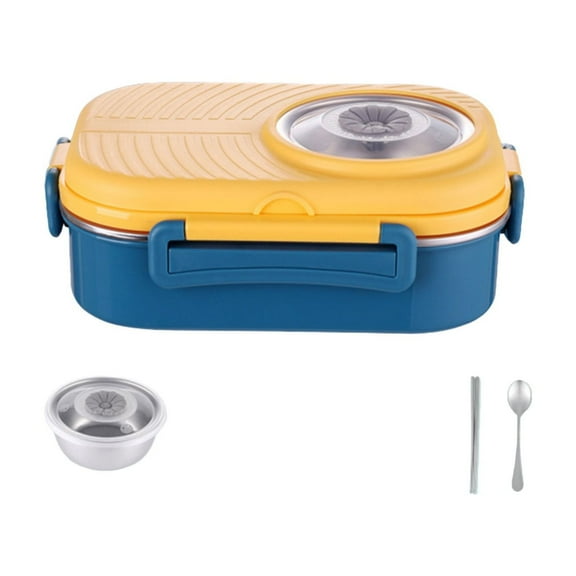 Stainless Steel Lunch Box,Metal Bento Box, Partitionable Stainless Steel Food Storage Container with Lockable Clip, Leak-proof, Dishwasher-Safe Snack Box for Travel, Work(Multicolor,9.05x6.49x3.14")