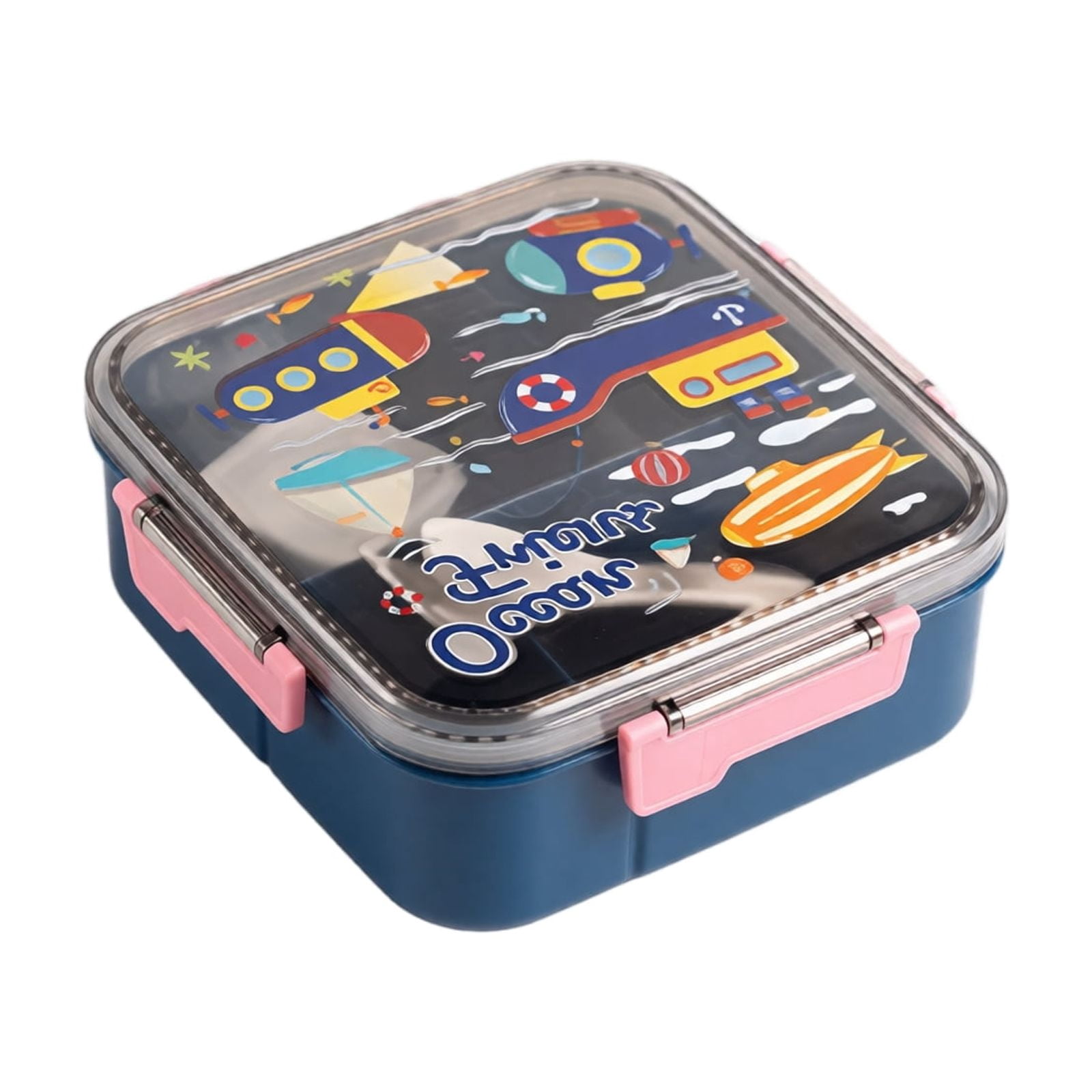 Secure Office Cartoon Stainless Steel Lunch Box for Student with Space Cartoon Pattern and ...