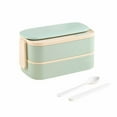 thumbnail image 1 of Stainless Steel Lunch Box for Adult, 1400ml Stackable Japanese Style Double-Layer Bento Box, Leak-Proof,Microwave Safe, Coffee, 1 of 3