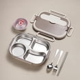 thumbnail image 1 of Stainless Steel Lunch Box for Adults - 4 Compartment Bento Box, Leak-Proof with Utensils & Soup Bowl, Large Capacity, Dishwasher & Freezer Safe, 1 of 6