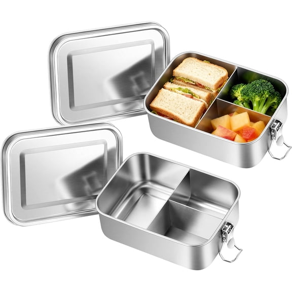 Stainless Steel Lunch Box with Divider, 81oz/2400ml Leak-Proof Bento Container for Adults, Dishwasher & Oven Safe