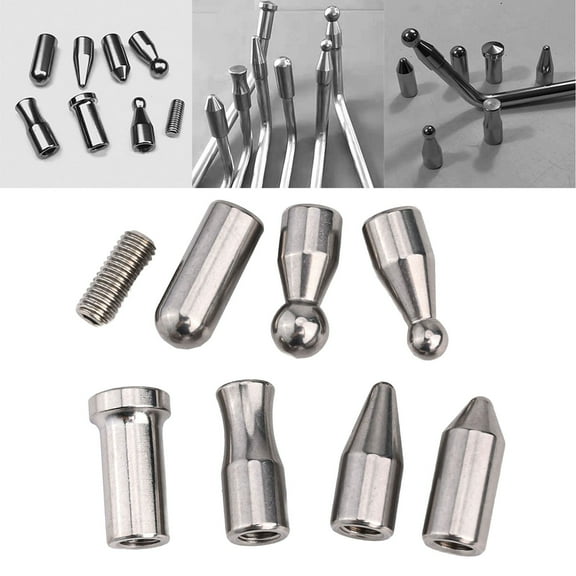 Stainless Steel M8 Paintless Dent Repair Hook Tips With 7 Cone Heads For Auto Body Dent Removal, No Rod Needed, Reusable Tool