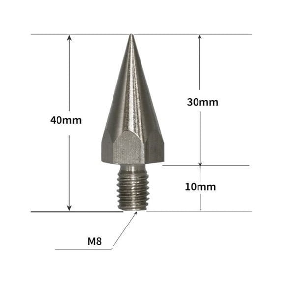Stainless Steel M9.8Mm Prisms Pole M8/M10 Mini Pole Tip Replacement Point Fit For Prisms Pole Spare Parts Power Tools Accessory