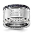 thumbnail image 1 of Stainless Steel MLB New York Yankees Blue & Clear Crystal Triple Ring Set QYAN035CR-SZ7, 1 of 5