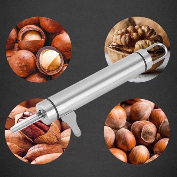 Stainless Steel Macadamia Nut Opener, Heavy Duty Nut Cracker With Pick, For Walnut Hazelnut And Almond Shelling, Household Kitchen Tool (Silver)