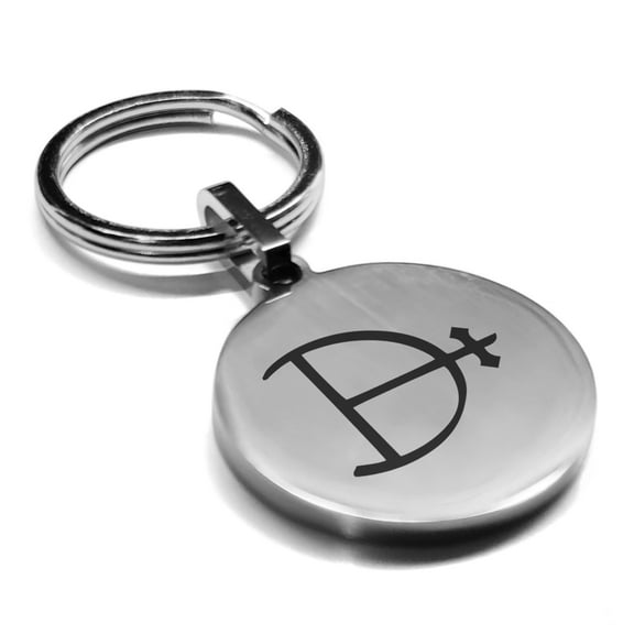 Stainless Steel Magnesium Alchemy Symbol Round Medallion Keychain Circle Ring