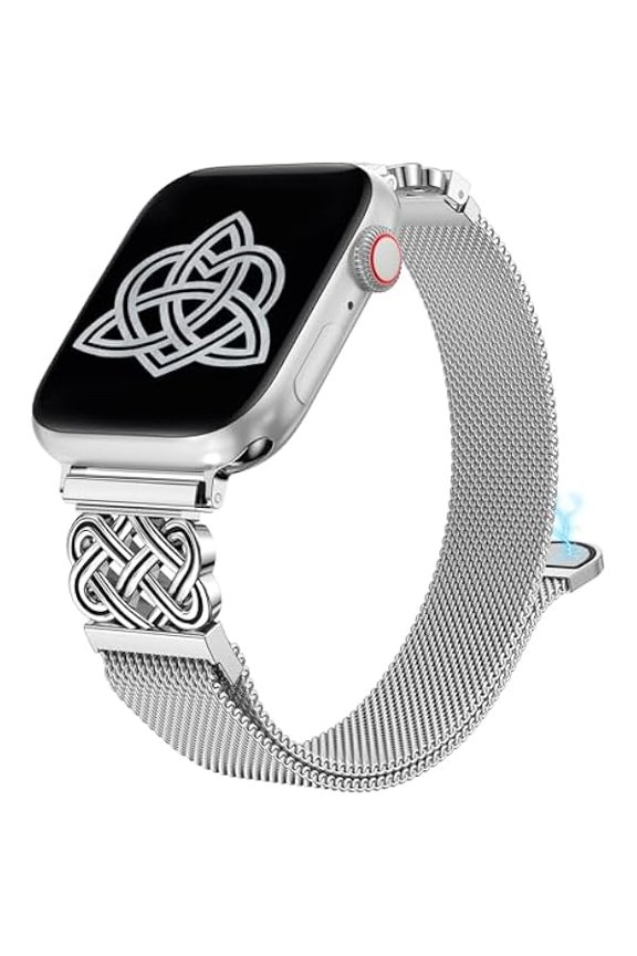 Stainless Steel Magnetic Loop Compatible with Apple Watch Band 41/40/38/49/46/45/44/42mm Women Metal Mesh Celtic Knot Dressy Strap for iWatch SE Series 10/9/8/7/6/5/4/3/2/1/Ultra(1/2)