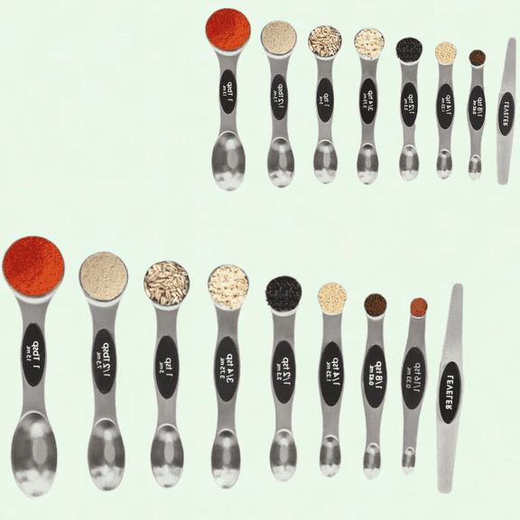 Stainless Steel Magnetic Measuring Spoons Set-9pcs Stackable Tablespoon Measure Spoon-Baking Kitchen Gadgets