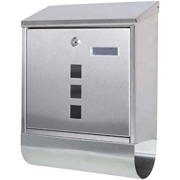 Stainless Steel Mailboxes with Sturdy Key Lock, Wall Mounted Waterproof Mail Box with Transparent Cover, 15.4" x 12"x 4.8"