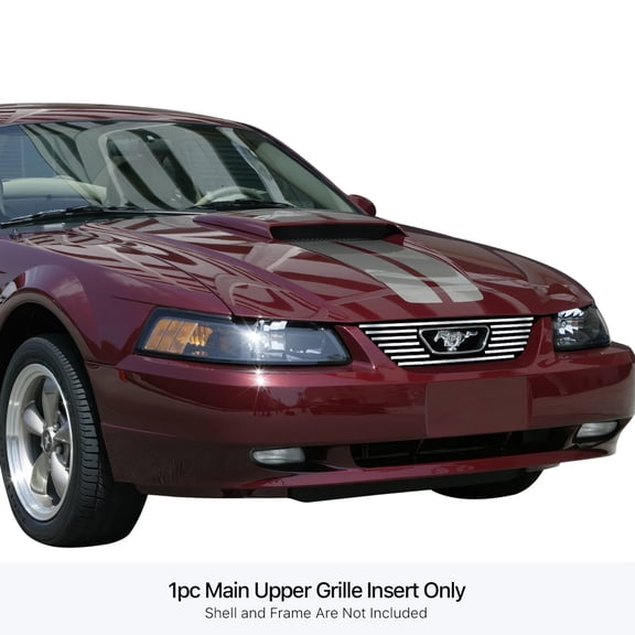 Stainless Steel Main Upper Stainless Steel Billet Grille 1999-2004 Ford Mustang V6 GT V8 With Logo Show