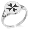 thumbnail image 1 of Stainless Steel Maltese Cross Minimalist Oval Top Polished Statement Signet Ring, 1 of 1