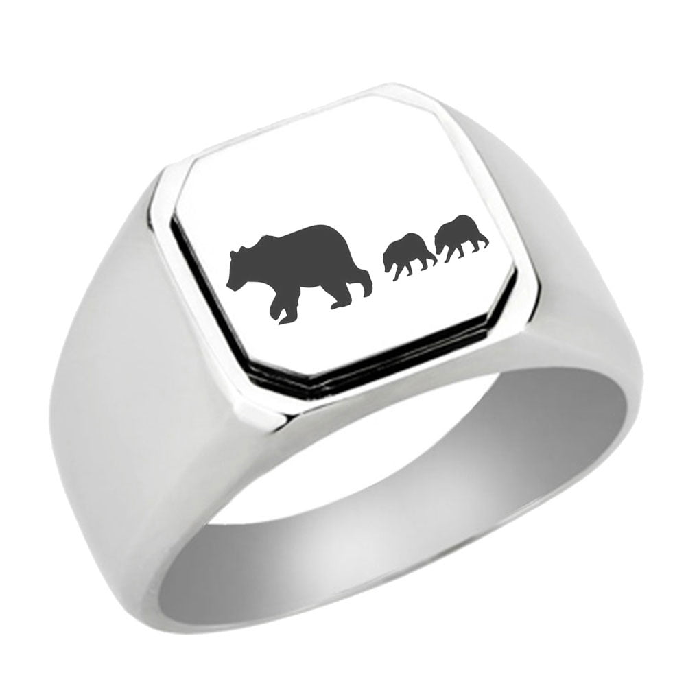 Stainless Steel Mama Bears Engraved Signet Ring - Walmart.com