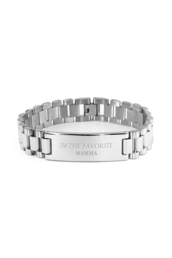 Stainless Steel Mamma Bracelet - Im the Favorite Gift for Mothers Day, Birthday and Christmas - Engraved Confidence and Love for Mom