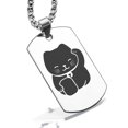 thumbnail image 1 of Stainless Steel Maneki Neko Good Luck Charm Dog Tag Pendant Necklace, 1 of 3