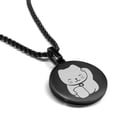 thumbnail image 1 of Stainless Steel Maneki Neko Good Luck Charm Round Medallion Pendant Necklace, 1 of 3