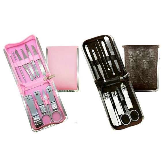 Stainless Steel Manicure and Pedicure Tool Kit with Foldable Pouch 11-Piece