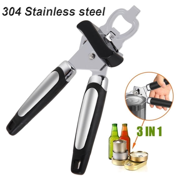 Stainless Steel Manual Can Opener with Smooth Cutting Edge and Ergonomic Handle for Safe and Easy Opening of Cans Food-Grade Material for Kitchen and Camping