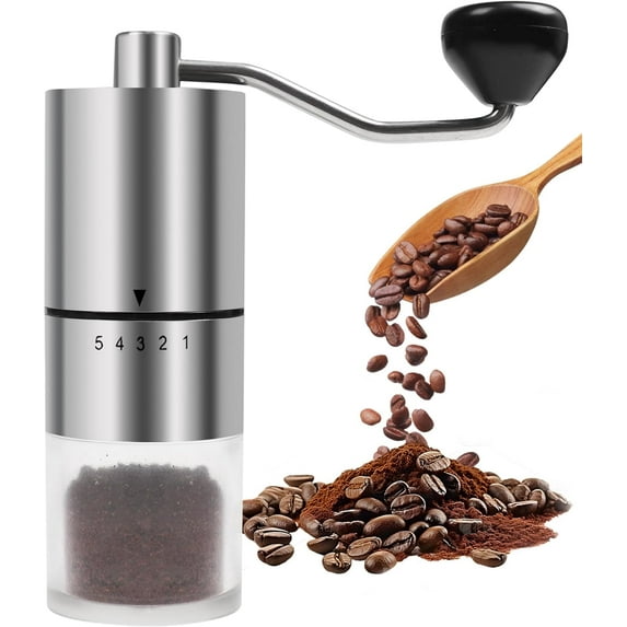 Stainless Steel Manual Coffee Grinder, Portable Manual Grinder for Espresso, French Filter Press, Travel and Home Brewing