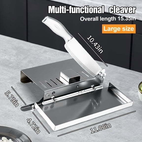 Stainless Steel Manual Meat Slicer - Multifunctional Rib/Bone Chopper & Veg Cutter, Easy Clean, Ideal for Frozen Beef/Lamb/Chicken/Fish/Onion, Durable Kitchen Tool