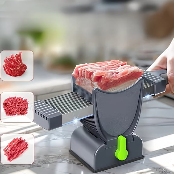 Stainless Steel Manual Meat Slicer Set, Professional Food Cutter for Beef Pork Lamb, Kitchen Chopper and Slicer for Home Cooking and BBQ, Gray Kitchen Knife Set