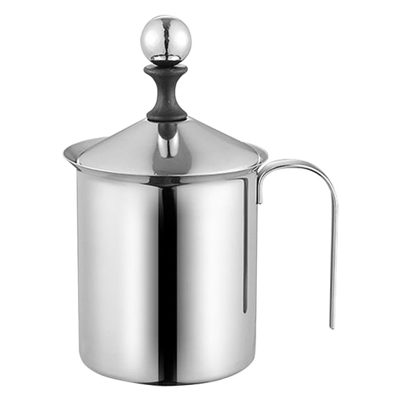 Stainless Steel Manual Milk Frother, Hand Pump Coffee Frother with Filter Screen,for Coffee, Latte, Cappuccino, Frappe, Matcha, Hot Chocolate,Perfect for Camping, Travel, Home(400ml)