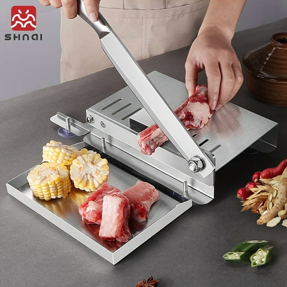 Stainless Steel Manual Slicer Meat Cutter Cutter Slicing Knife Easy To Clean Stainless Steel Manual Meat Cutter Suitable For Frozen Beef, Vegetables And Bones, Ideal Kitchen Gadget