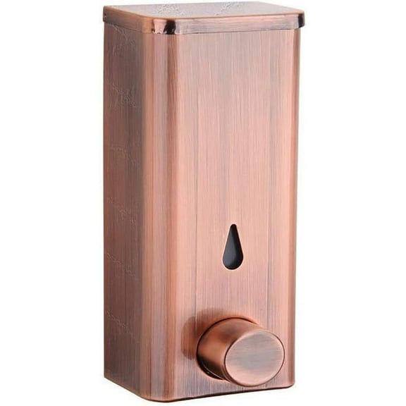 Stainless Steel Manual Soap Dispenser Bathroom Wall Mounted Hand Wash Shampoo Bath Bottle, Red Copper, Copper