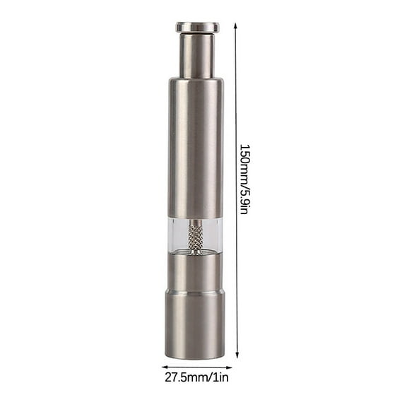Stainless Steel Manual Spice Pepper Grinder with Visible Glass Jar Multi-Purpose Kitchen Mill for Salt Peppercorns Seasonings 1-Pack