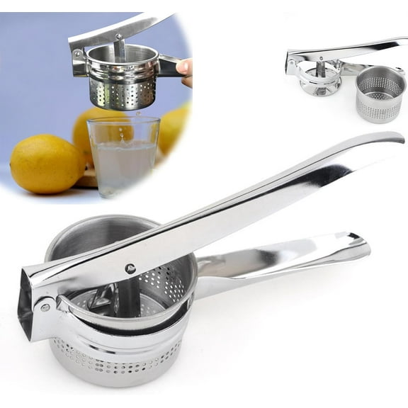 Stainless Steel Manual Squeezer, Potato Ricer, Heavy Duty Mashed Potato Masher with Ergonomic Handle, Fruit Vegetable Press Quality Juicer Crusher Squeezer, Press and Mash Kitchen Gadget