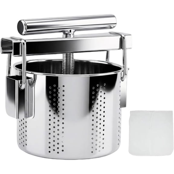 Stainless Steel Manual Vegetable Squeezer & Cheese Press,Food Press for Dumpling Filling, Spinach, Tofu, Herb & Fruit Juice