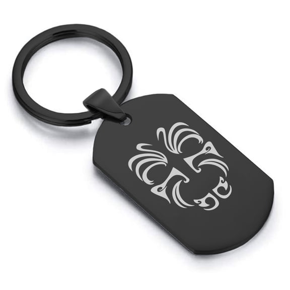 Stainless Steel Maori Warrior Champion Dog Tag Keychain Circle Ring