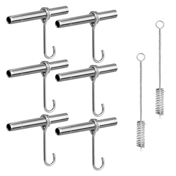 Stainless Steel Maple Syrup Tapping Kit, Maple Tree Taps | Spiles for Tapping Trees, (6) Spiles and Hooks with (2) Spile Cleaning Brushes