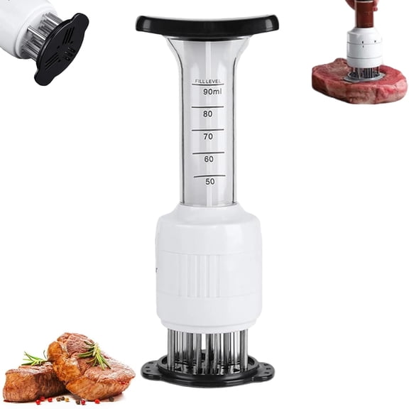 Stainless Steel Marinade Meat Injector, 2-in-1 Meat Tenderizer & Marinade Injector with Stainless Needles, Ideal for BBQ, Smoking, and Cooking Beef, Turkey, Pork, and Poultry