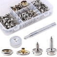 thumbnail image 1 of Stainless Steel Marine Grade Canvas and Upholstery Boat Cover Snap Button Fastener Kit with 2Pcs Setting Tool (40 Sets,120 Pieces )- Silver, 1 of 7