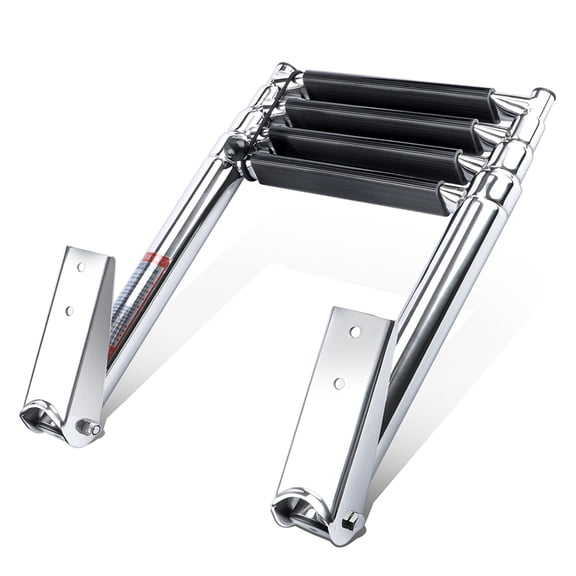 Stainless Steel Marine Ladder with Folding and Telescoping Features, Boat Accessories, 4 Step