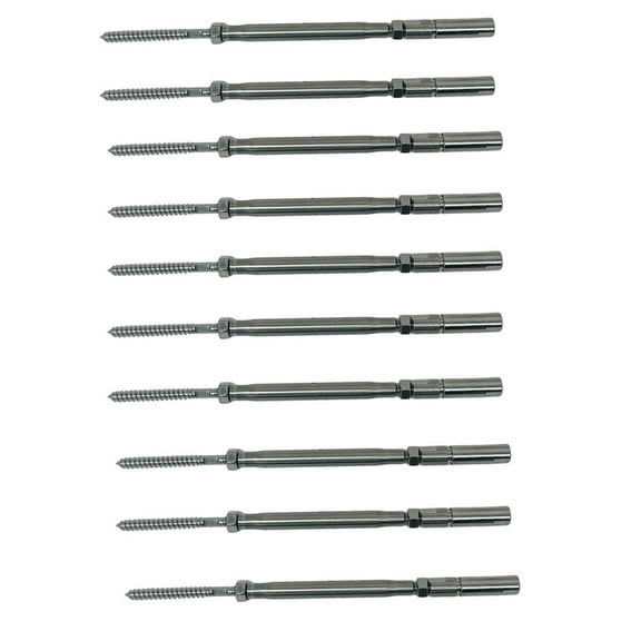 Stainless Steel Marine Swageless & Lag Turnbuckle For 3/16" Cable Wire Rope 10Pc
