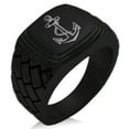 thumbnail image 1 of Tioneer Stainless Steel Mariner Nautical Anchor Geometric Pattern Male CZ Step-Down Biker Style Adult Polished Ring, 1 of 3