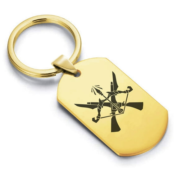 Stainless Steel Marksman Fantasy Class Dog Tag Keychain Circle Ring