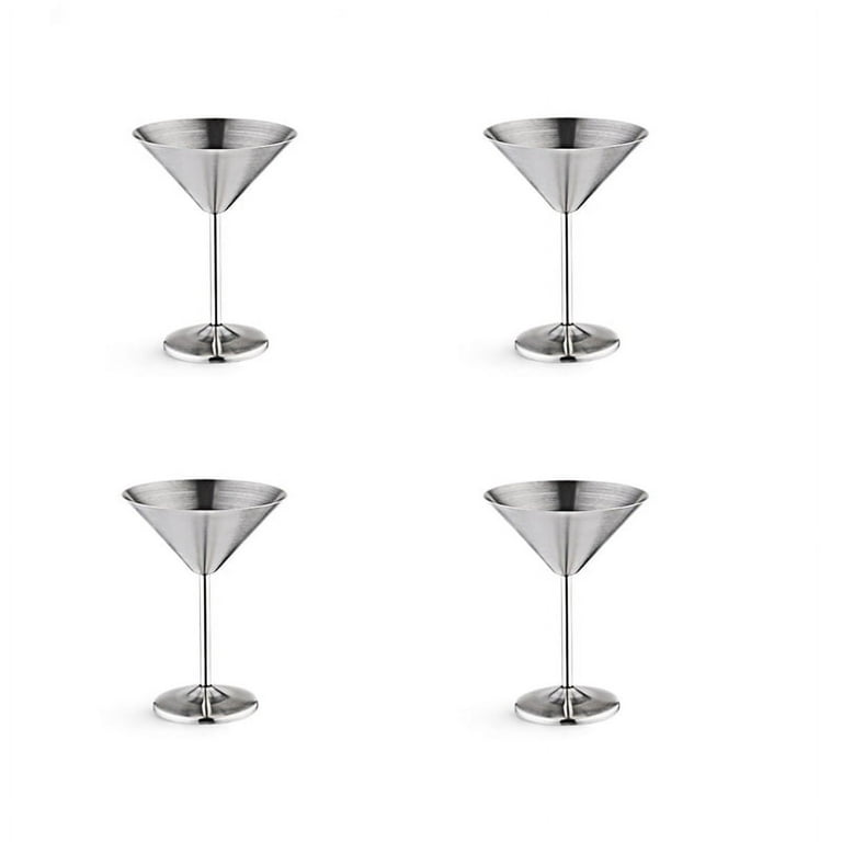 Stainless Steel Martini Glasses 4, 8 Oz Metal Cocktail Glasses